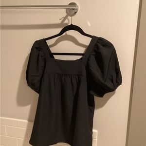Madewell size small super cute black puff sleeve blouse, nwt